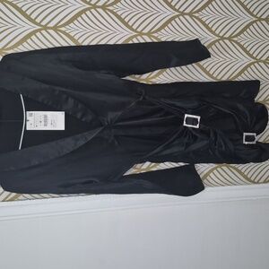 Zara Elegant Black Dress with Buckle Detail